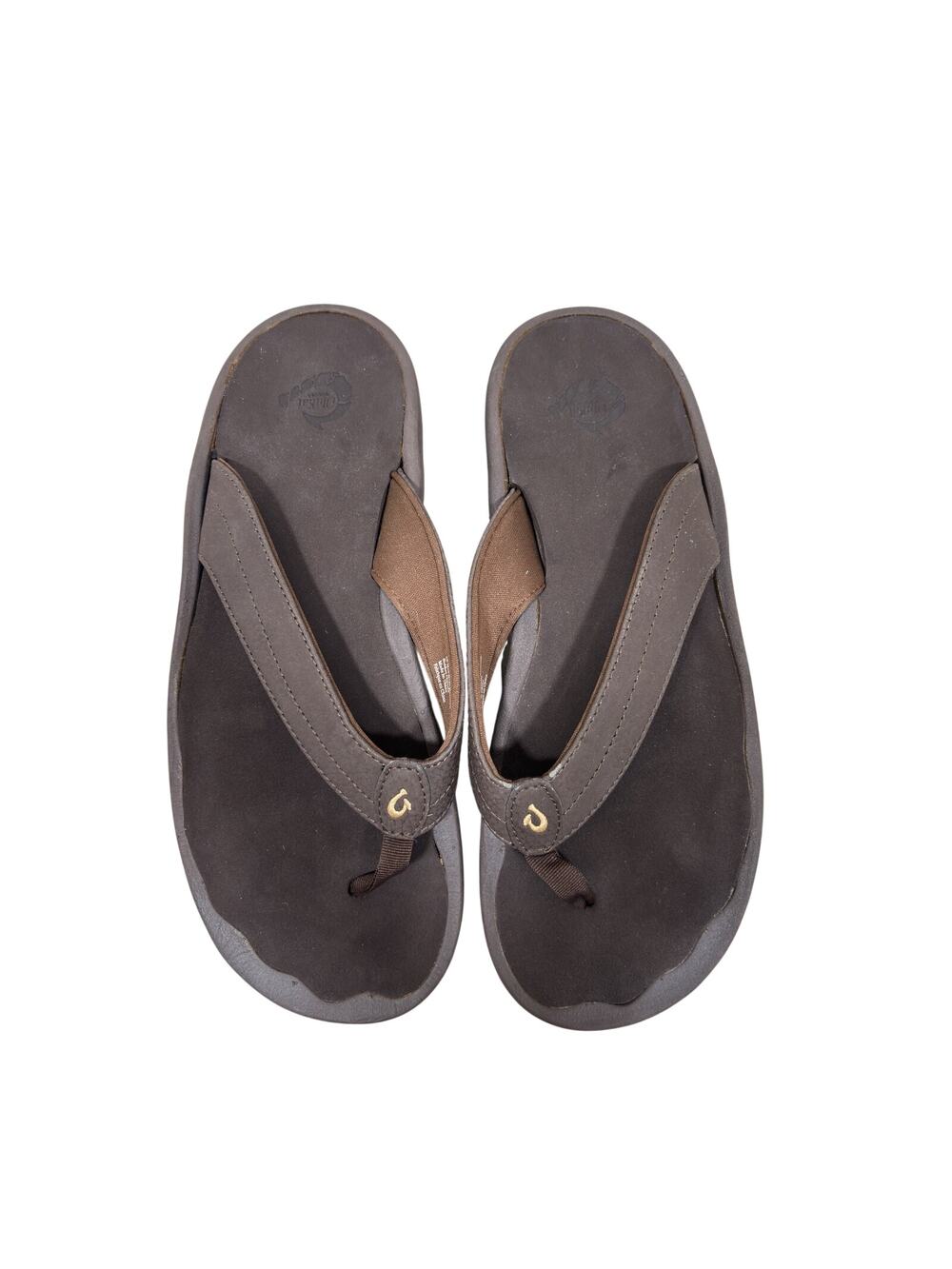 OluKai Flip Flop Sandals Womens 9 Dark Java Brown Ohana Beach Arch Support